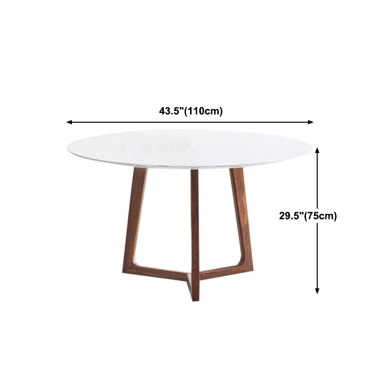 Solid Wood Sled Base Table Modern Round Dining Site Table with Stone Top