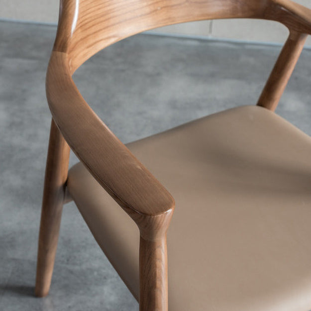 Traditional Open Back Chair Dining Arm Chair with Wooden Legs for Kitchen