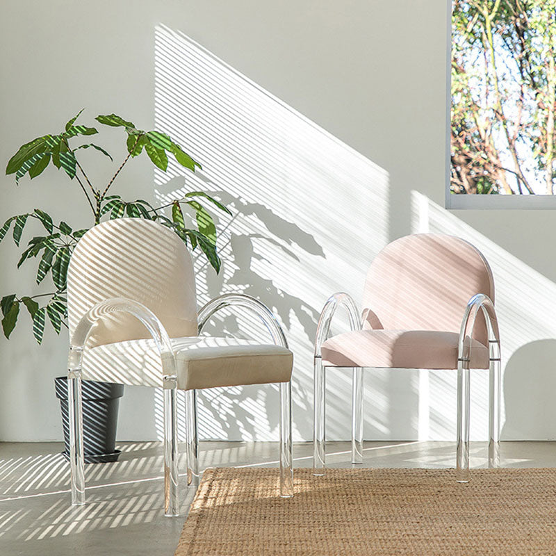 Velvet Matte Finish Dining Chair Designer Style Home Solid Back Arm Chair