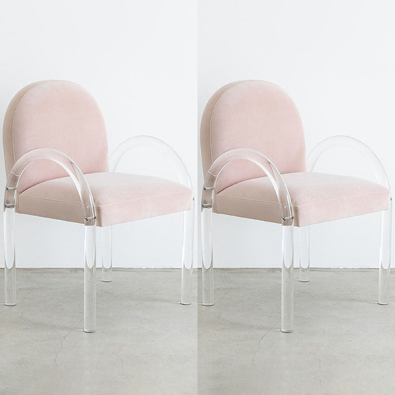 Velvet Matte Finish Dining Chair Designer Style Home Solid Back Arm Chair