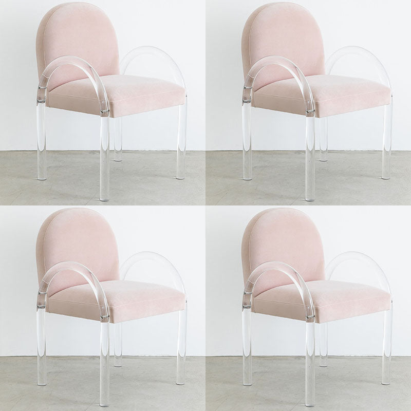 Velvet Matte Finish Dining Chair Designer Style Home Solid Back Arm Chair