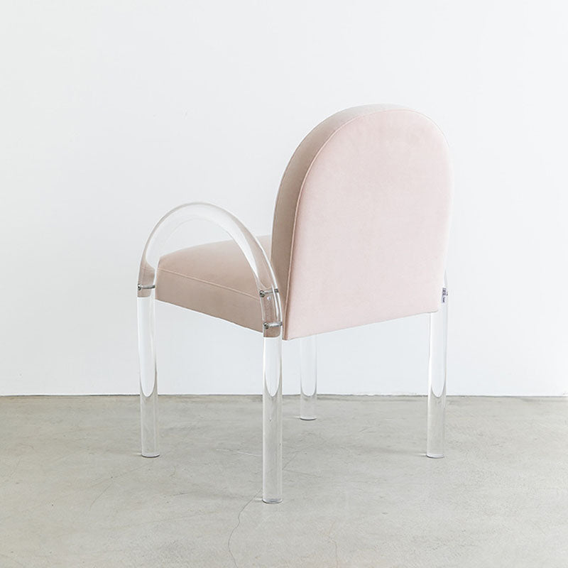 Velvet Matte Finish Dining Chair Designer Style Home Solid Back Arm Chair