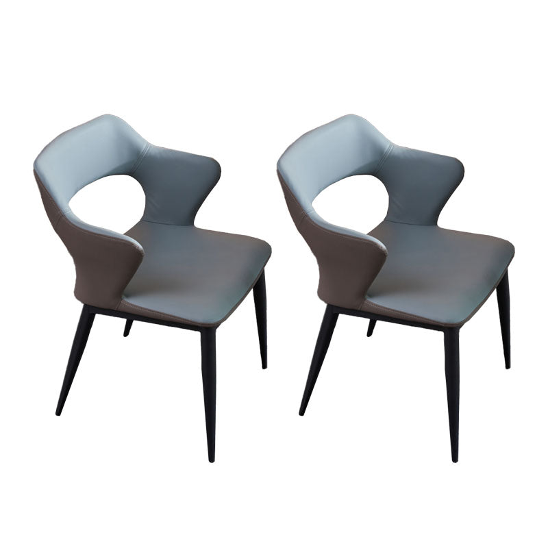 Industrial Faux Leather Side Chair Arm Open Back Side Chairs