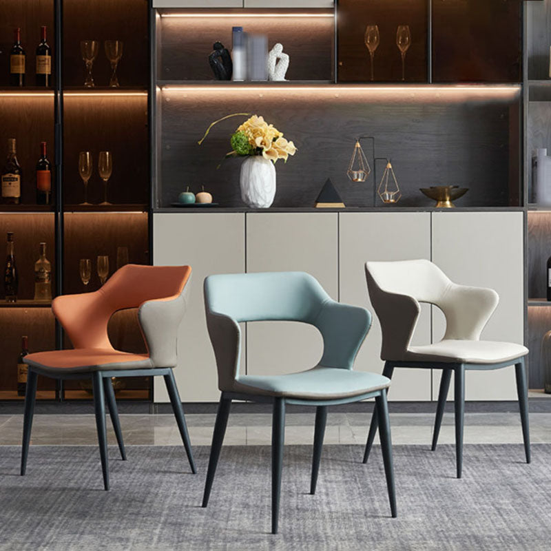 Industrial Faux Leather Side Chair Arm Open Back Side Chairs