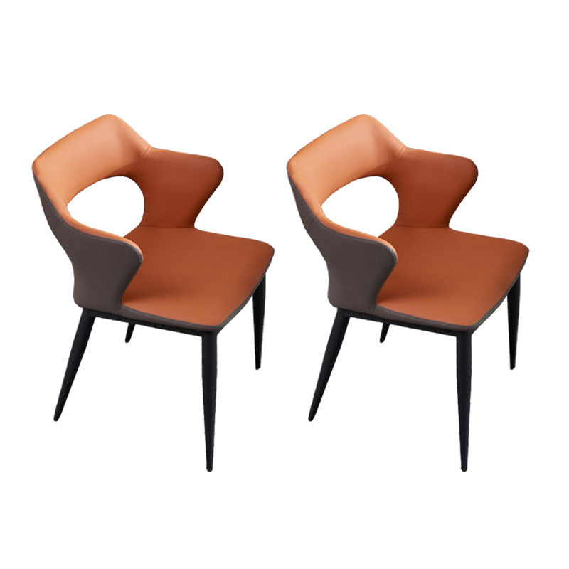 Industrial Faux Leather Side Chair Arm Open Back Side Chairs