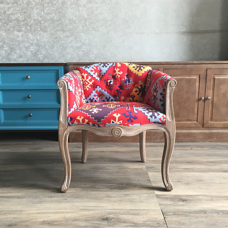 Matte Finish Solid Back Chair Farmhouse Coffee Shop Fabric Arm Chair