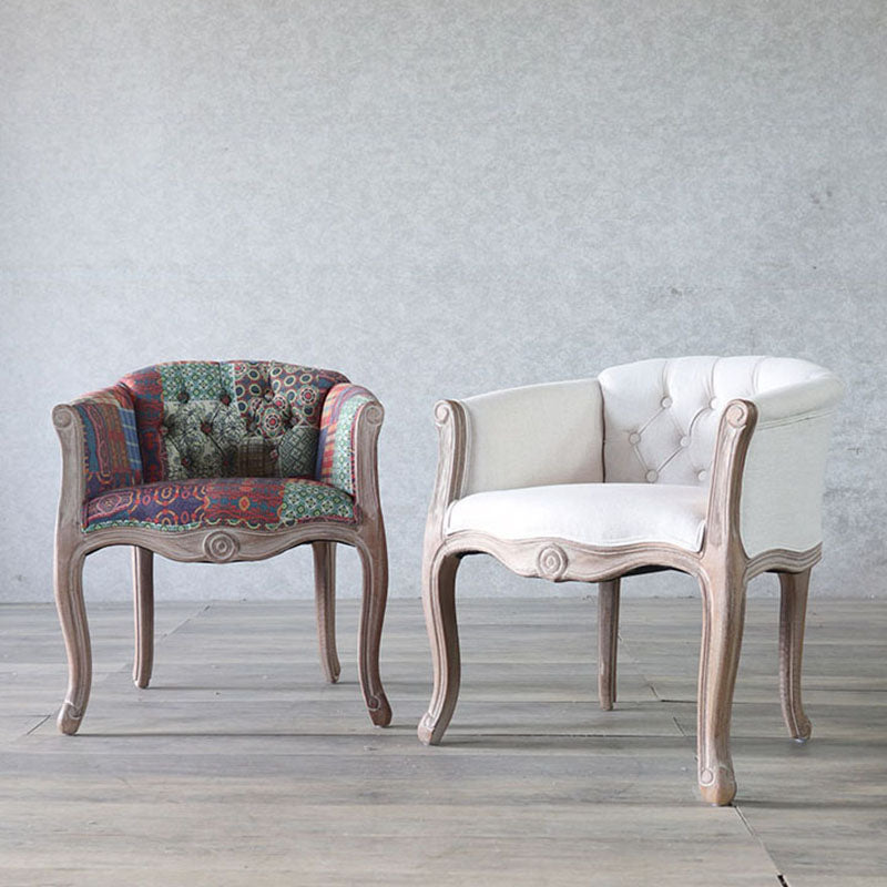 Matte Finish Solid Back Chair Farmhouse Coffee Shop Fabric Arm Chair