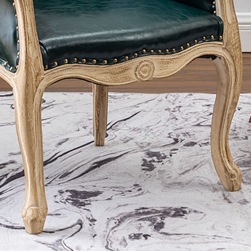 Solid Back Dining Chair Farmhouse Coffee Shop Upholstered Arm Chair