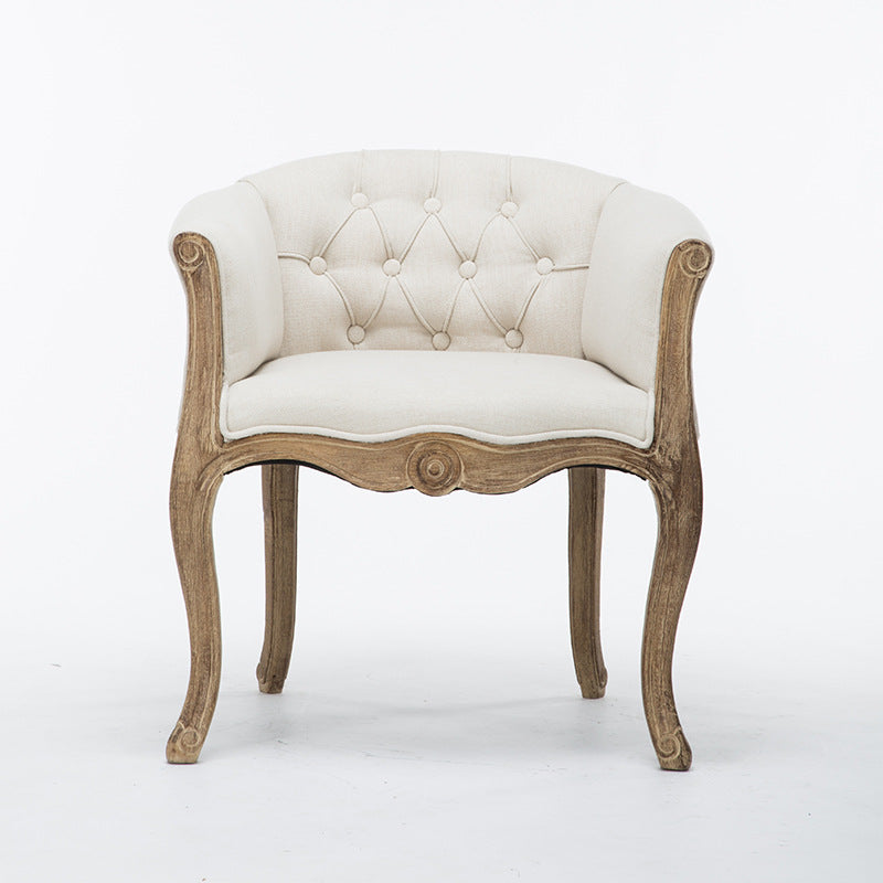 Farmhouse Balcony Upholstered Arm Chair Matte Finish Solid Back Dining Chair