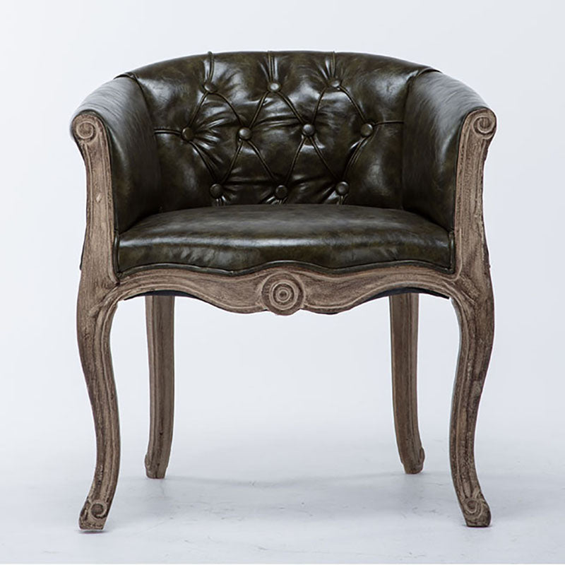 Farmhouse Balcony Upholstered Arm Chair Matte Finish Solid Back Dining Chair