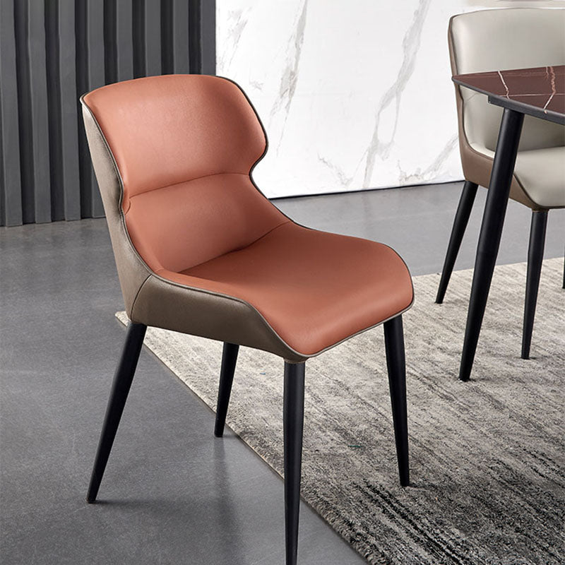 PU Leather Dining Chairs Industrial Style Arm Wingback Parsons Chair for Home