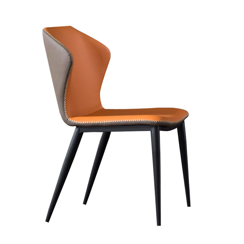 Industrial Faux Leather Dining Chairs Armless Wingback Parsons Chair