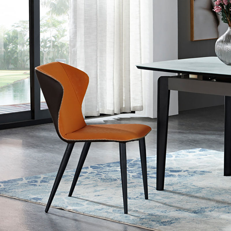 Industrial Faux Leather Dining Chairs Armless Wingback Parsons Chair