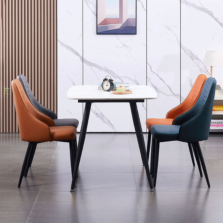 Modern Dining Parsons Chair Armless Chairs with Metal Legs for Kitchen