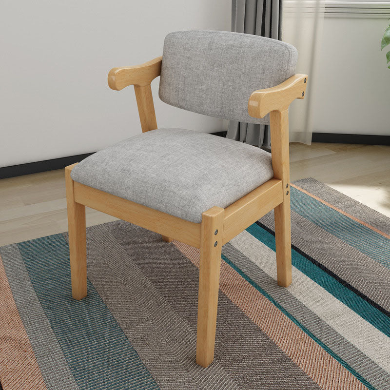 Contemporary Dining Chair Arm Chair with Wooden Legs for Kitchen
