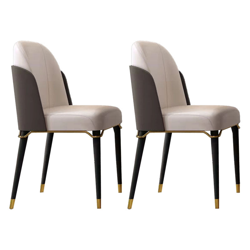 Scandinavian Style Leather Dining Chair for Home Armless Solid Back Chair