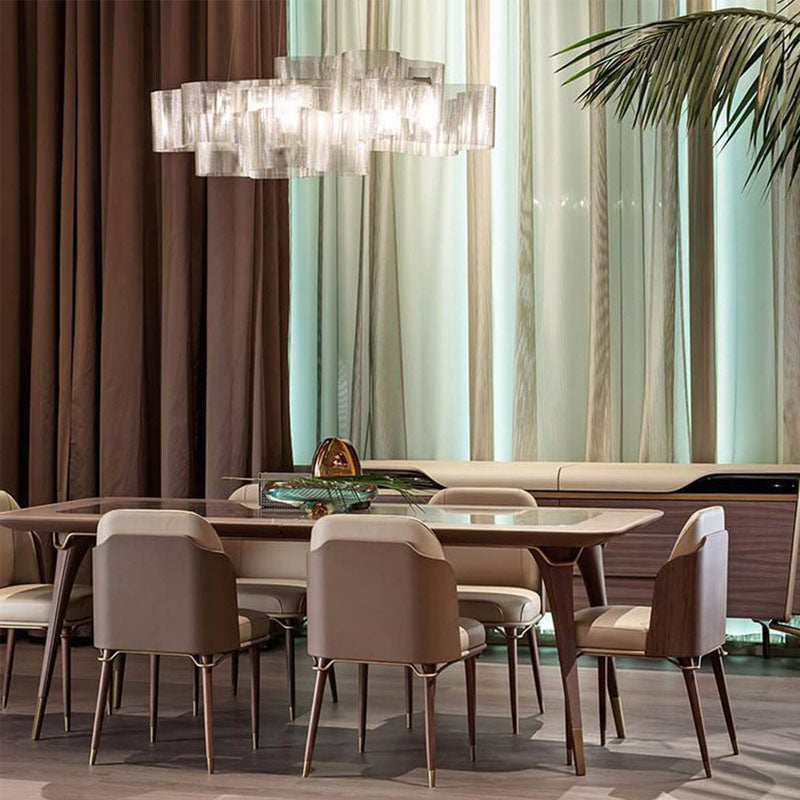 Scandinavian Style Leather Dining Chair for Home Armless Solid Back Chair