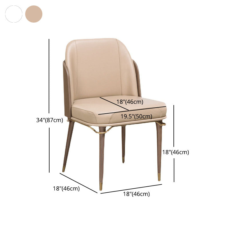 Scandinavian Style Leather Dining Chair for Home Armless Solid Back Chair