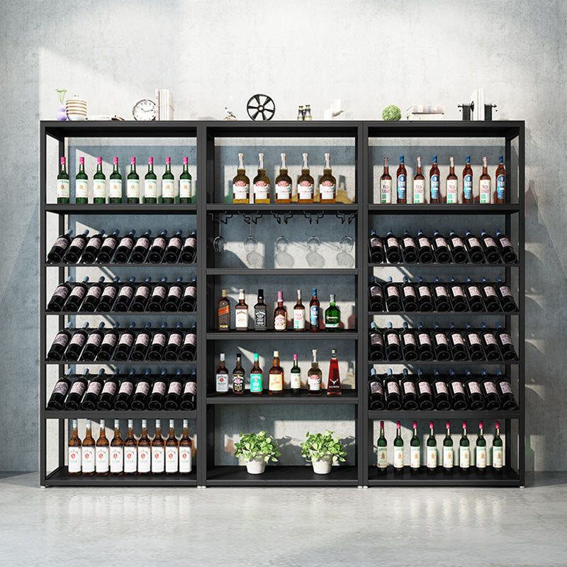 Modern Floor Wine Bottle & Glass Rack Metal Wine Rack with Shelf