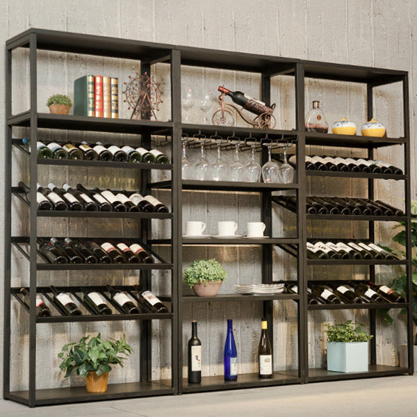 Modern Floor Wine Bottle & Glass Rack Metal Wine Rack with Shelf