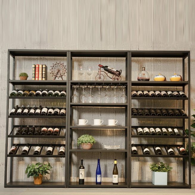 Modern Floor Wine Bottle & Glass Rack Metal Wine Rack with Shelf