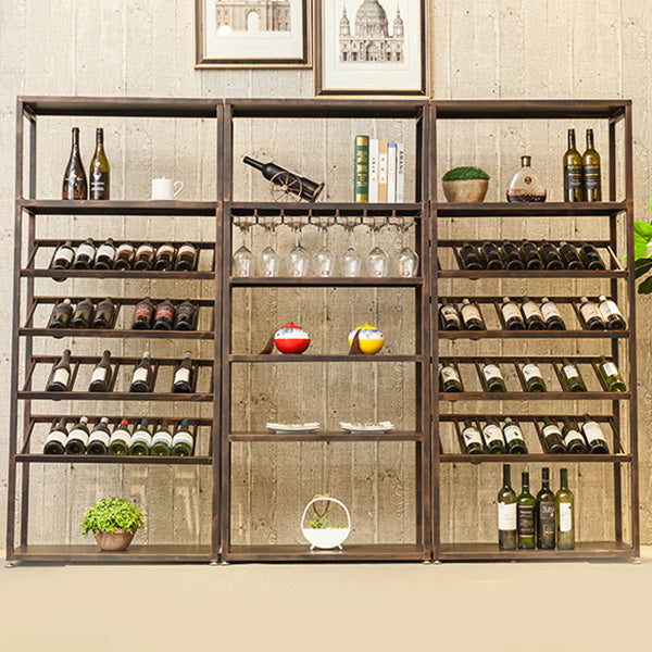 Modern Floor Wine Bottle & Glass Rack Metal Wine Rack with Shelf