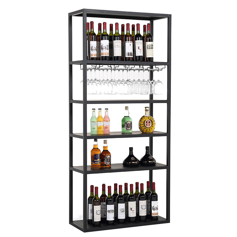 Modern Floor Wine Bottle & Glass Rack Metal Wine Rack with Shelf