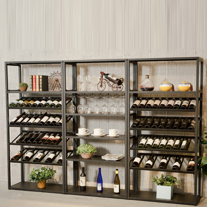 Modern Floor Wine Bottle & Glass Rack Metal Wine Rack with Shelf