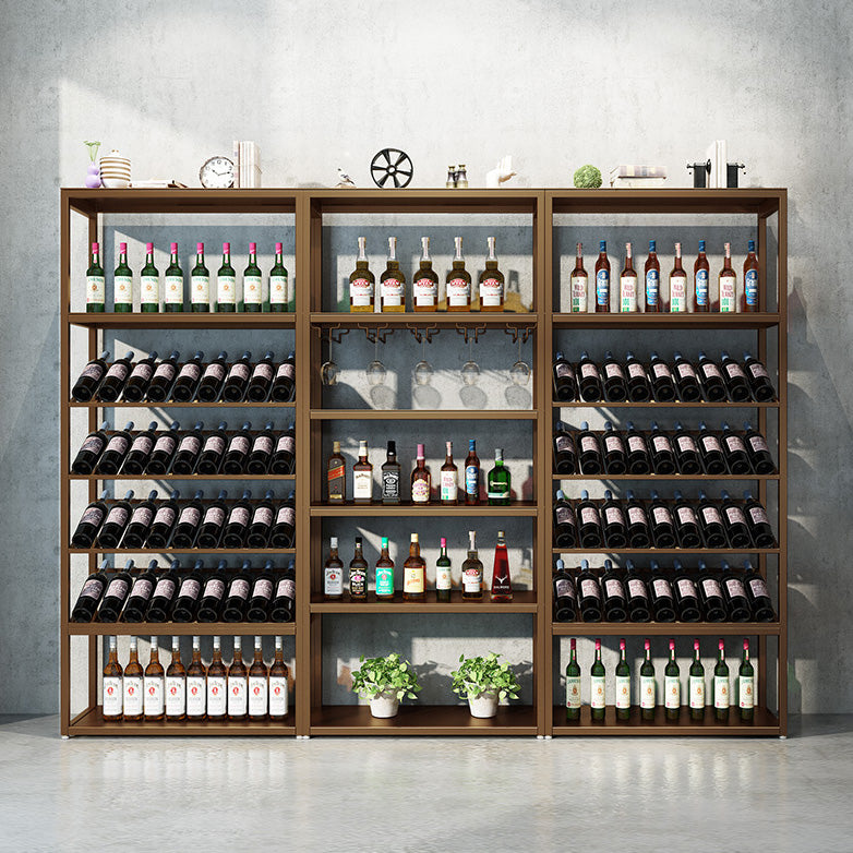 Modern Floor Wine Bottle & Glass Rack Metal Wine Rack with Shelf
