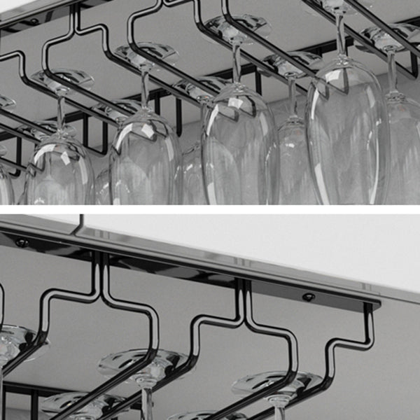 Contemporary Metal Wine Glass Rack Hanging Glass & Stemware Holder in Black