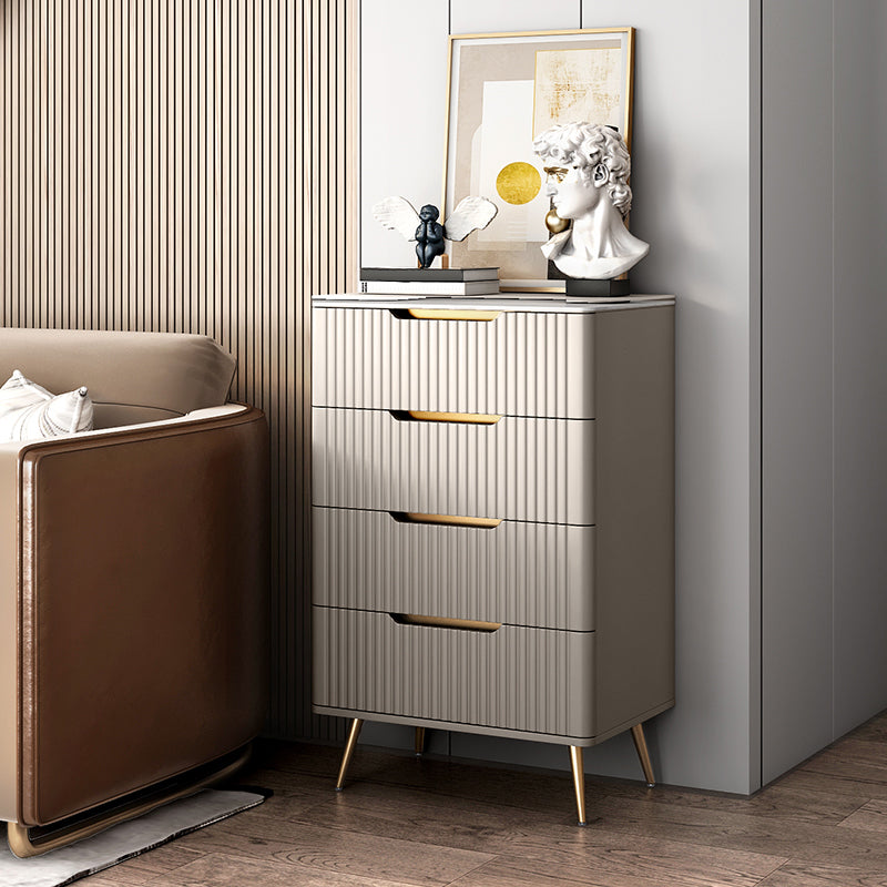 Modern Engineered Wood Credenza Stone Countertop Buffet Table with Drawer for Living Room