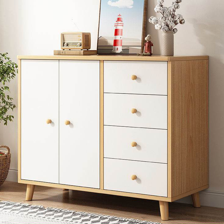 Modern Engineered Wood Sideboard Simple Beige Buffet Table with Drawer for Dining Room