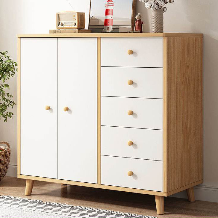 Modern Engineered Wood Sideboard Simple Beige Buffet Table with Drawer for Dining Room