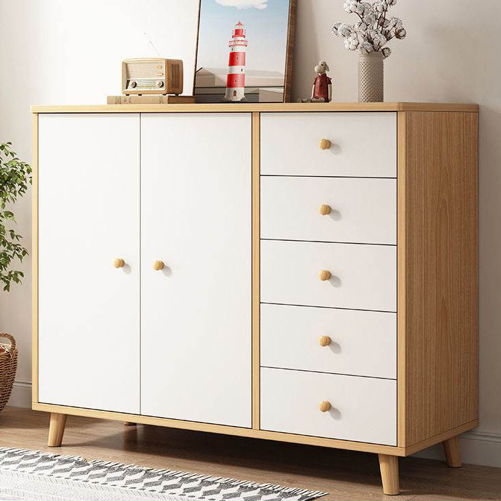 Modern Engineered Wood Sideboard Simple Beige Buffet Table with Drawer for Dining Room