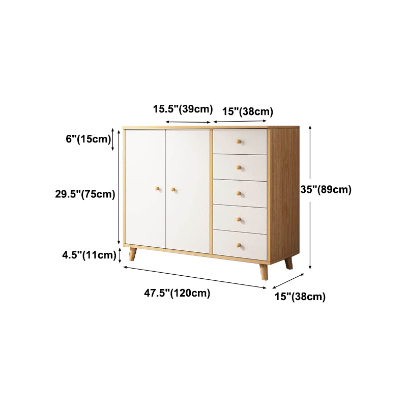 Modern Engineered Wood Sideboard Simple Beige Buffet Table with Drawer for Dining Room