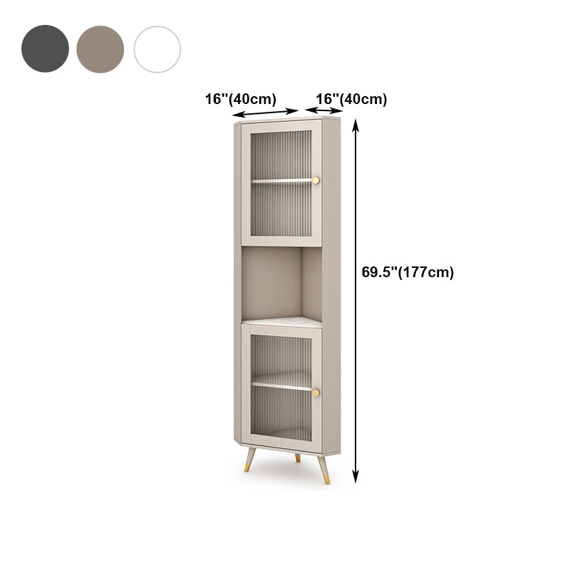 Glam Stone and MDF Sideboard 69.5"H Living Room Glass Doors Buffet Stand