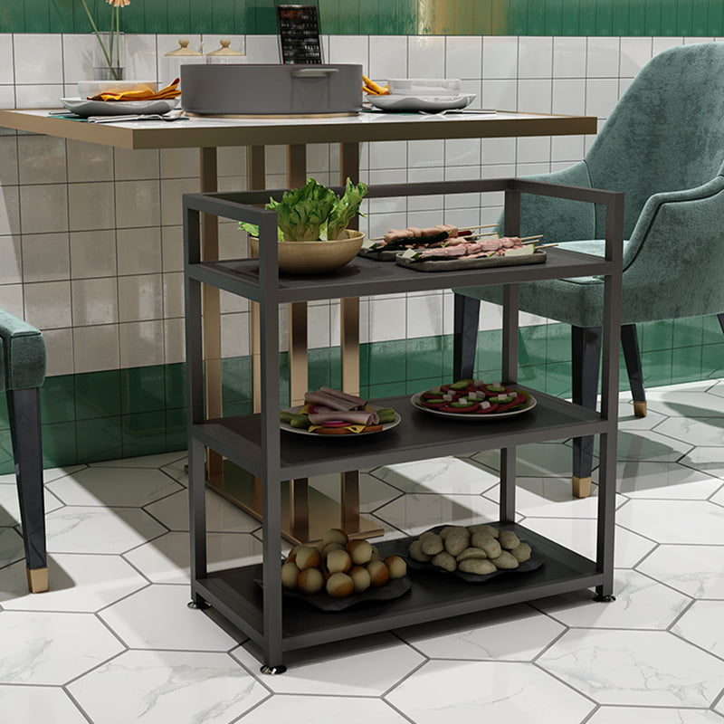 25.59"H Portable Modern Prep Table Metal Rectangular Prep Table with Open Storage