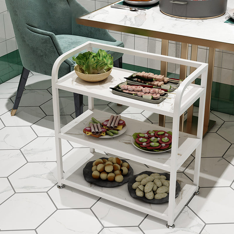 25.59"H Portable Modern Prep Table Metal Rectangular Prep Table with Open Storage