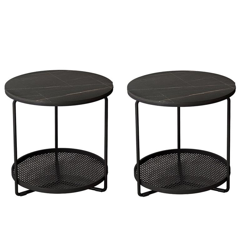 Modern Slate Corner Table Round 3 Legs Side End Table with Storage