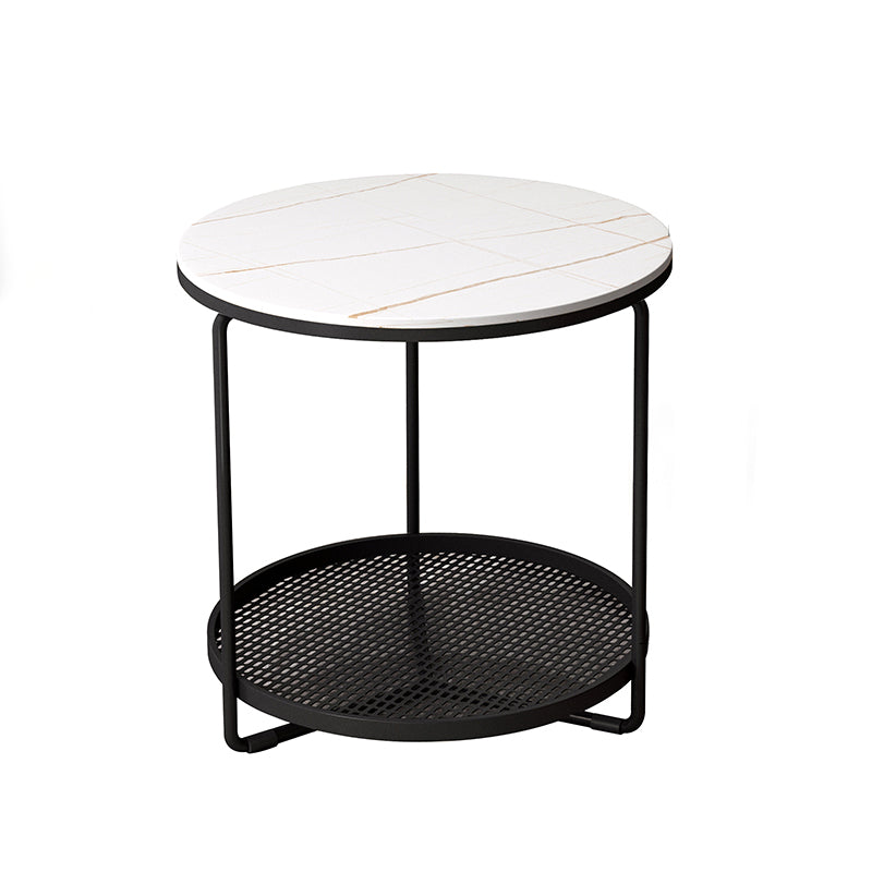 Modern Slate Corner Table Round 3 Legs Side End Table with Storage