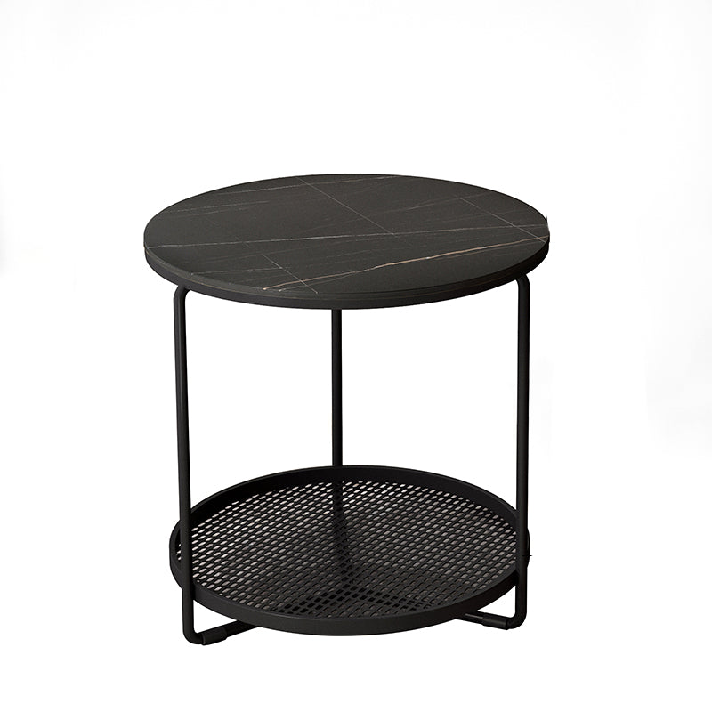 Modern Slate Corner Table Round 3 Legs Side End Table with Storage