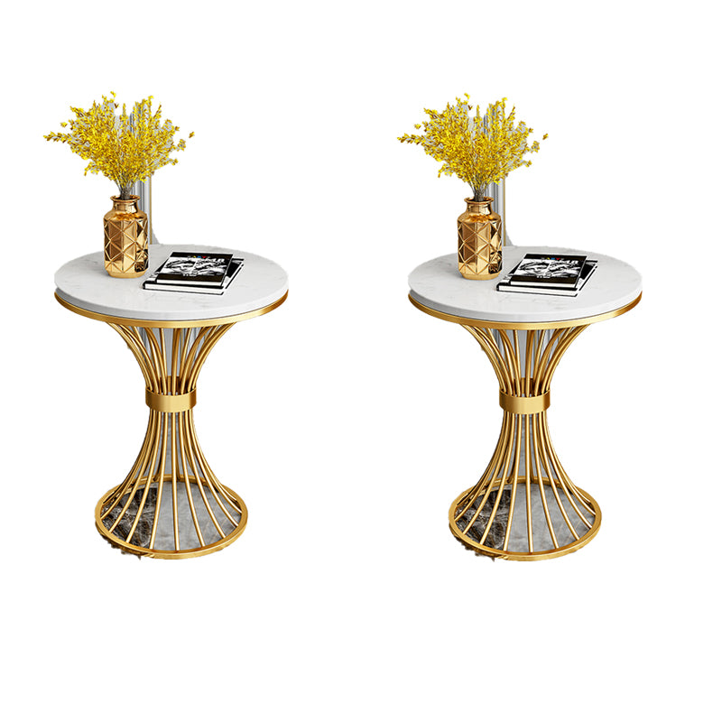 Round Minimalist Side End Table Gold Pedestal Sofa Corner Table