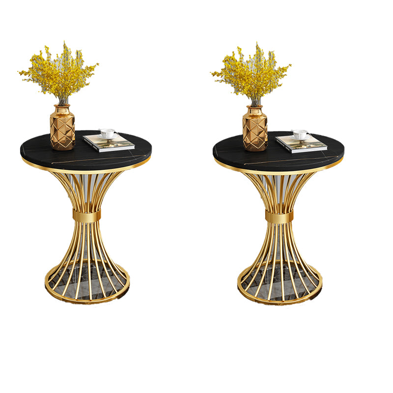 Round Minimalist Side End Table Gold Pedestal Sofa Corner Table