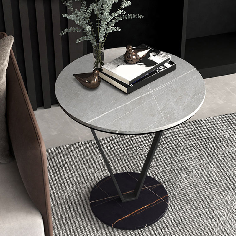 Minimalist Round Side End Table Abstract Slate Sofa Corner Table