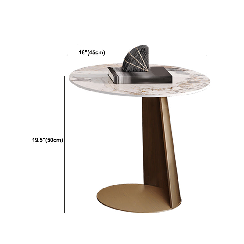 White Minimalist Slate End Slide Table Pedestal Sofa Corner Table