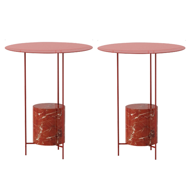 Triple Pin Round Side Table Mid-Century Metal Side End Table
