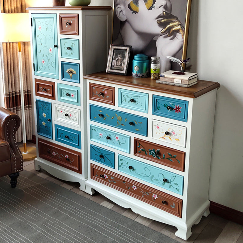3.3"/55.9" Tall Wooden Chest, Rectangle Accent Cabinet with Drawers