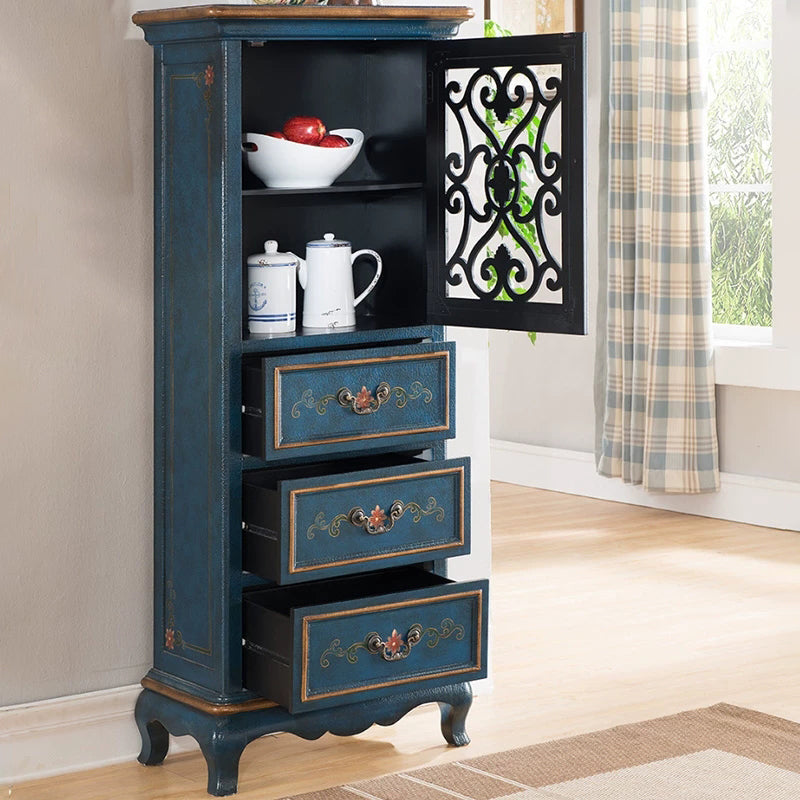 47.24"/61.02" Tall 1- Door Wooden Cabinet, Rectangle Accent Cabinet with Drawers