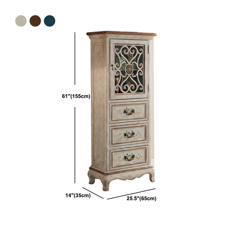 47.24"/61.02" Tall 1- Door Wooden Cabinet, Rectangle Accent Cabinet with Drawers