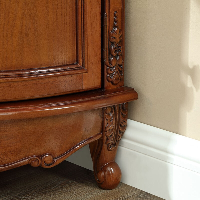 38.58"/47.24" Tall Brown Corner Cabinet , Wooden Storage Cabinet